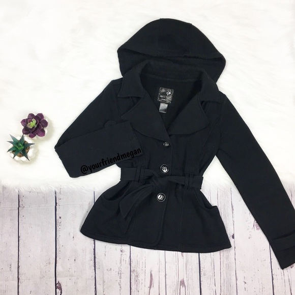 Full Tilt Jackets & Blazers - Full Tilt Black Hooded Peacoat